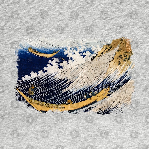 ✪ HOKUSAI Japan Ocean Waves ✪ Retouched Fan Art Historic Japanese Woodblock by Naumovski